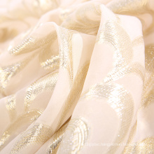 140CM 10.5M/M 72%SILK 28%METALLIC shiny metallic clipped jacquard silk shiny fabric